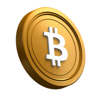 Schuin geplaatste Bitcoin BTC munt als grafisch element in de hero-sectie
